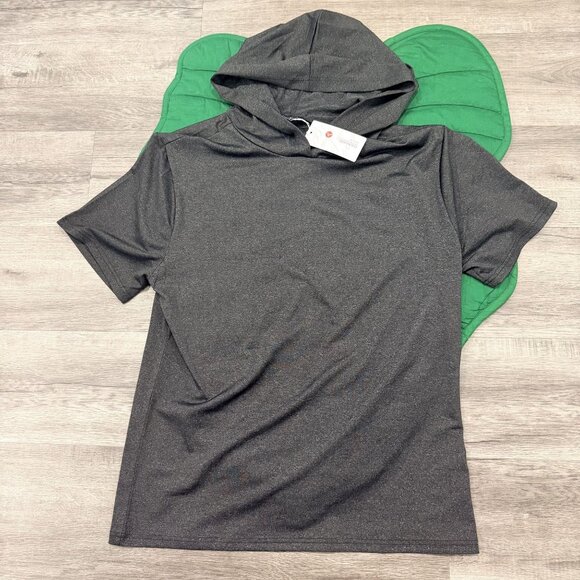 Coofandy Other - Coofandy Mens Large Dark Gray Short Sleeve Hooded Athletic Active Shirt